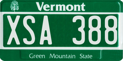 VT license plate XSA388