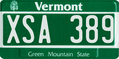 VT license plate XSA389