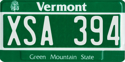 VT license plate XSA394