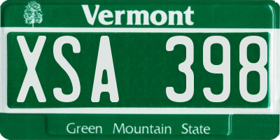VT license plate XSA398