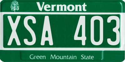 VT license plate XSA403