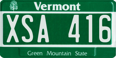 VT license plate XSA416