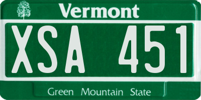 VT license plate XSA451