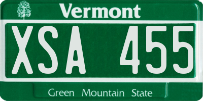 VT license plate XSA455