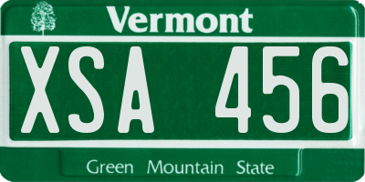 VT license plate XSA456
