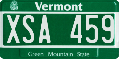 VT license plate XSA459
