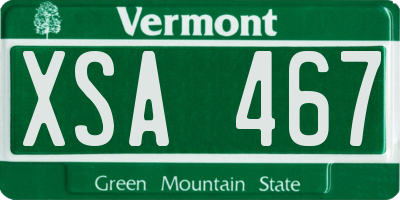 VT license plate XSA467