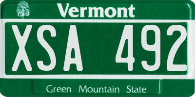 VT license plate XSA492