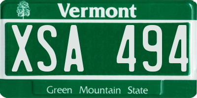 VT license plate XSA494