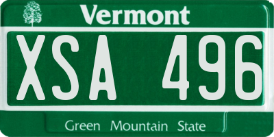 VT license plate XSA496