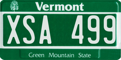VT license plate XSA499