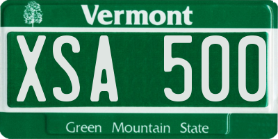 VT license plate XSA500