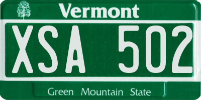 VT license plate XSA502
