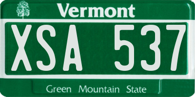 VT license plate XSA537