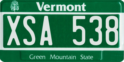 VT license plate XSA538