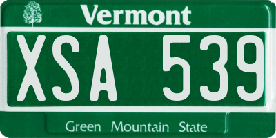 VT license plate XSA539