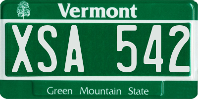 VT license plate XSA542