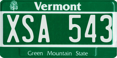 VT license plate XSA543