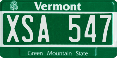 VT license plate XSA547