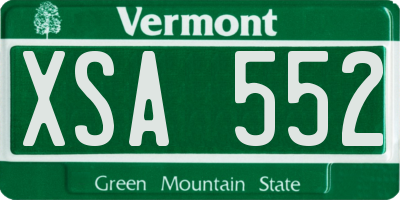 VT license plate XSA552