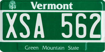 VT license plate XSA562