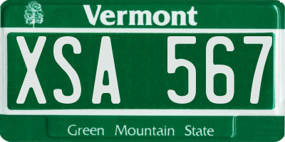 VT license plate XSA567