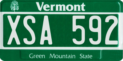 VT license plate XSA592