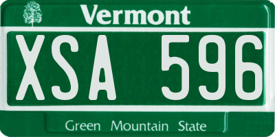 VT license plate XSA596