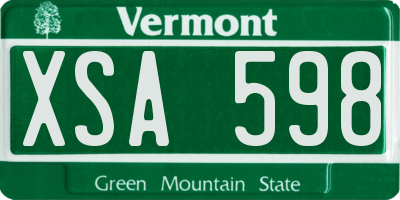 VT license plate XSA598