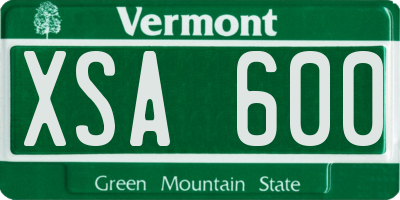 VT license plate XSA600
