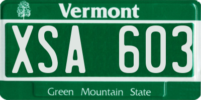 VT license plate XSA603