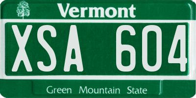 VT license plate XSA604