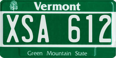 VT license plate XSA612