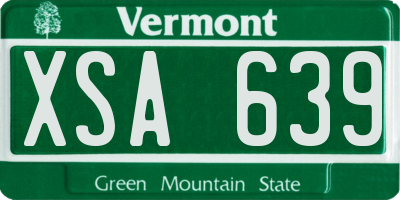 VT license plate XSA639