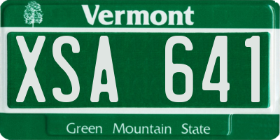 VT license plate XSA641