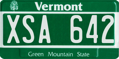 VT license plate XSA642
