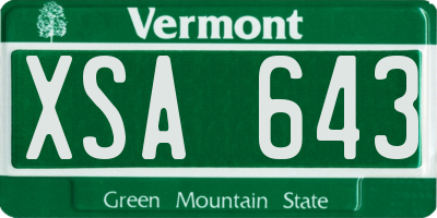VT license plate XSA643
