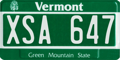 VT license plate XSA647