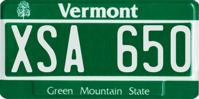 VT license plate XSA650