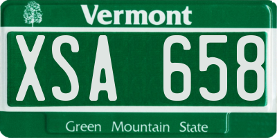 VT license plate XSA658