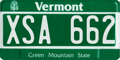 VT license plate XSA662