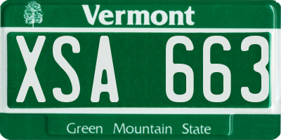 VT license plate XSA663