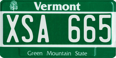 VT license plate XSA665