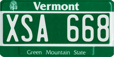 VT license plate XSA668
