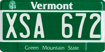 VT license plate XSA672