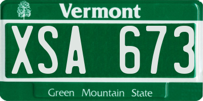 VT license plate XSA673