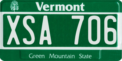 VT license plate XSA706