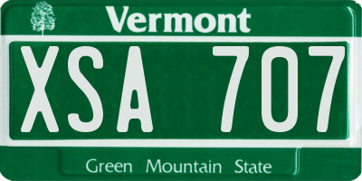 VT license plate XSA707