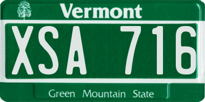 VT license plate XSA716