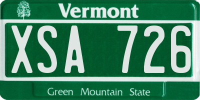 VT license plate XSA726